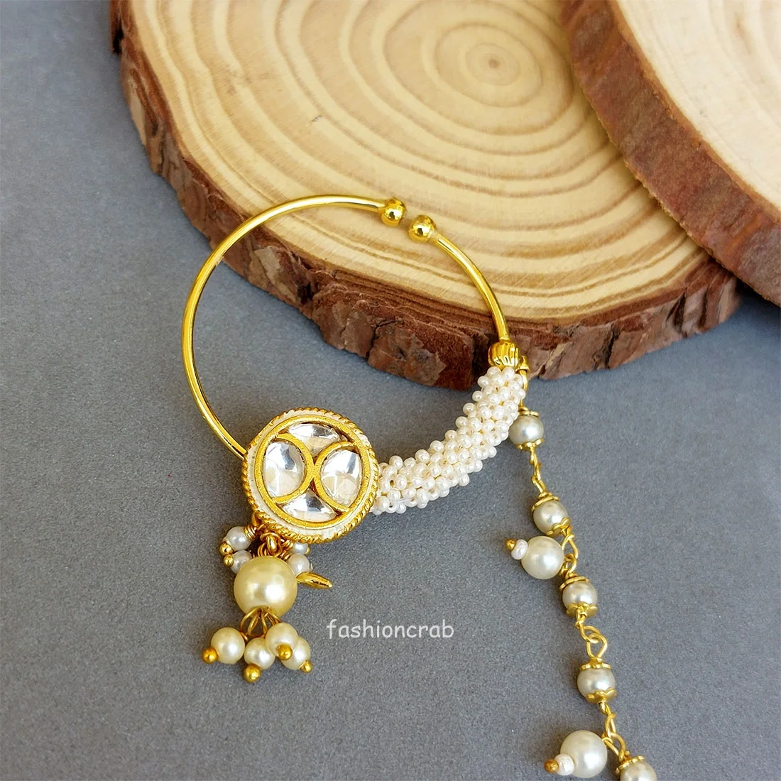 Nose Pin with Pearl Chain