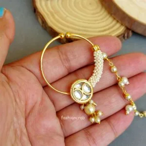 Nose Pin with Pearl Chain