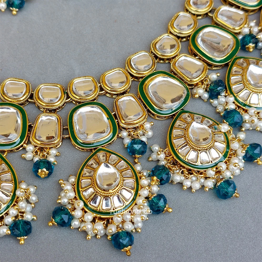 Peacock Blue Wedding Jewellery Set for Bride