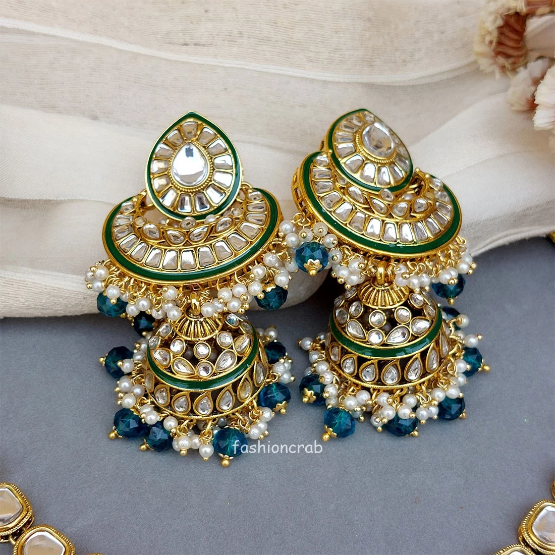 Peacock Blue Wedding Jewellery Set for Bride