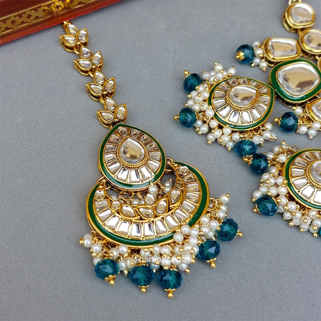 Peacock Blue Wedding Jewellery Set for Bride