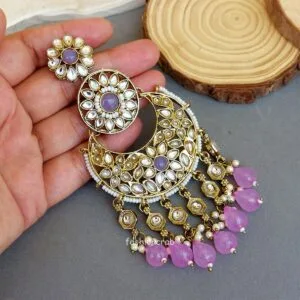 Priyanka Chandbali Earrings - Lavender