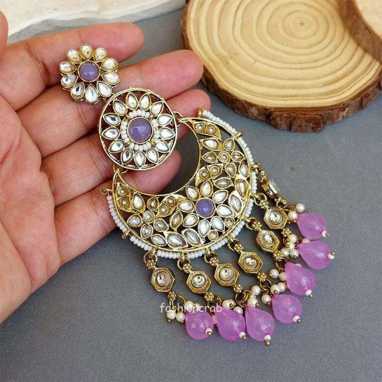 Priyanka Chandbali Earrings - Lavender