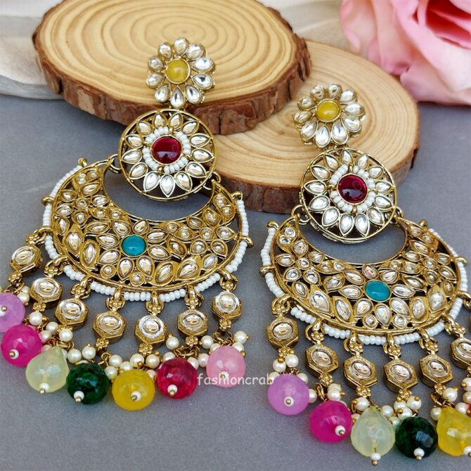 Priyanka Chandbali Earrings - Multicolor