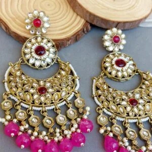 Priyanka Chandbali Earrings - Pink