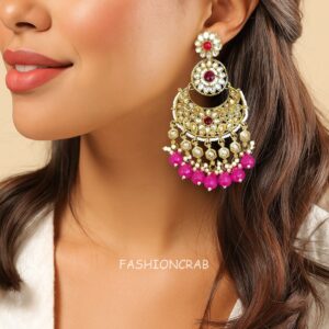 Priyanka Chandbali Earrings - Pink
