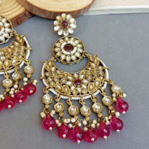 Priyanka Chandbali Earrings - Wine