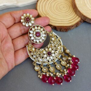 Priyanka Chandbali Earrings - Wine