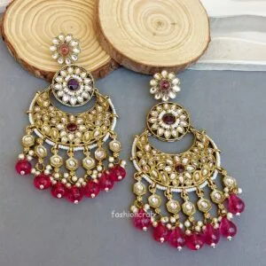 Priyanka Chandbali Earrings - Wine