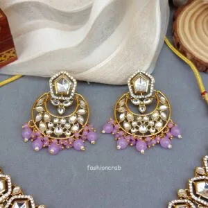 Sana Kundan Necklace Set - Lavender