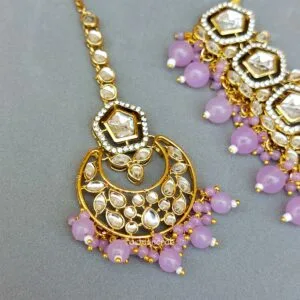 Sana Kundan Necklace Set - Lavender