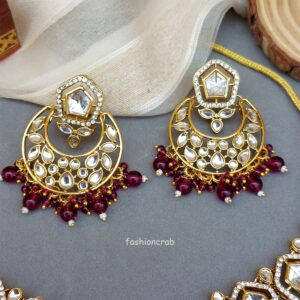 Sana Kundan Necklace Set - Wine