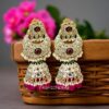 Soundarya Kundan Jhumka Earrings - Pink