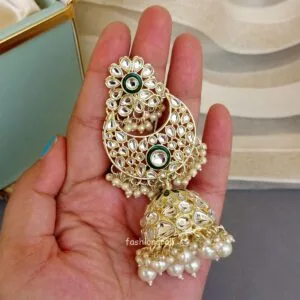 Soundarya Kundan Jhumka Earrings - White