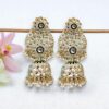Soundarya Kundan Jhumka Earrings - White-04 Soundarya Kundan Jhumka Earrings - White
