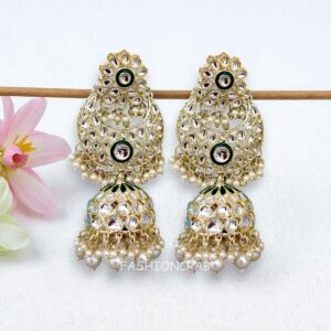 Soundarya Kundan Jhumka Earrings - White