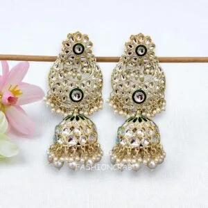 Soundarya Kundan Jhumka Earrings - White