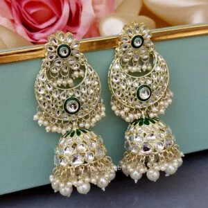 Soundarya Kundan Jhumka Earrings - White