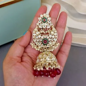 Soundarya Kundan Jhumka Earrings - Wine