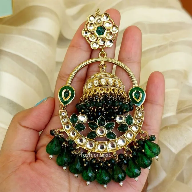 Vaani Jhumka Earrings - Green