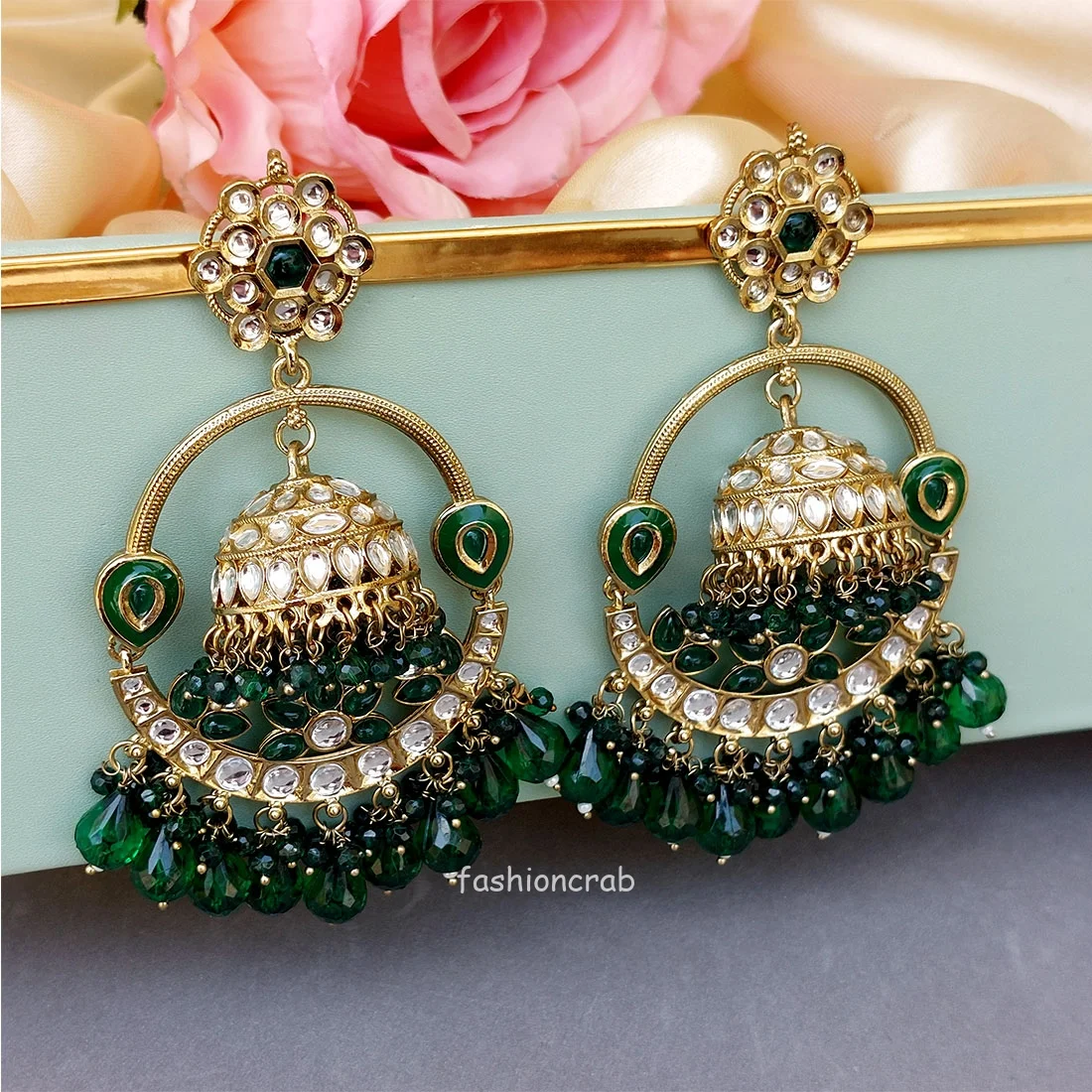 Vaani Jhumka Earrings - Green