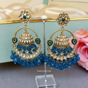 Vaani Jhumka Earrings - Peacock Blue