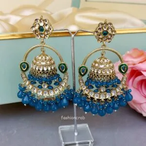 Vaani Jhumka Earrings - Peacock Blue