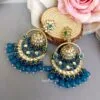 Vaani Jhumka Earrings - Peacock Blue