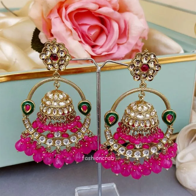 Vaani Jhumka Earrings - Pink