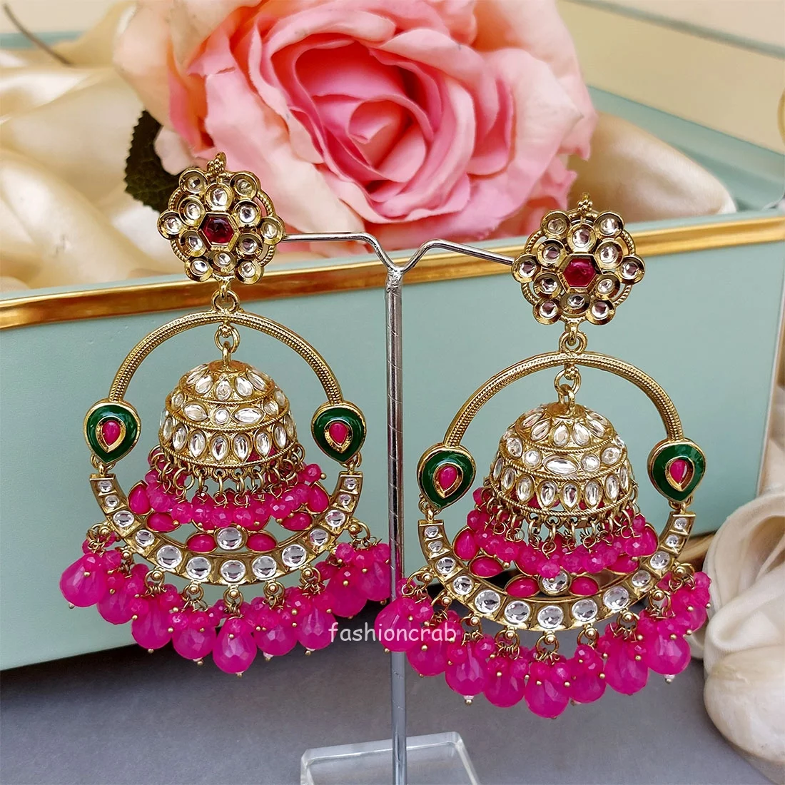 Vaani Jhumka Earrings - Pink