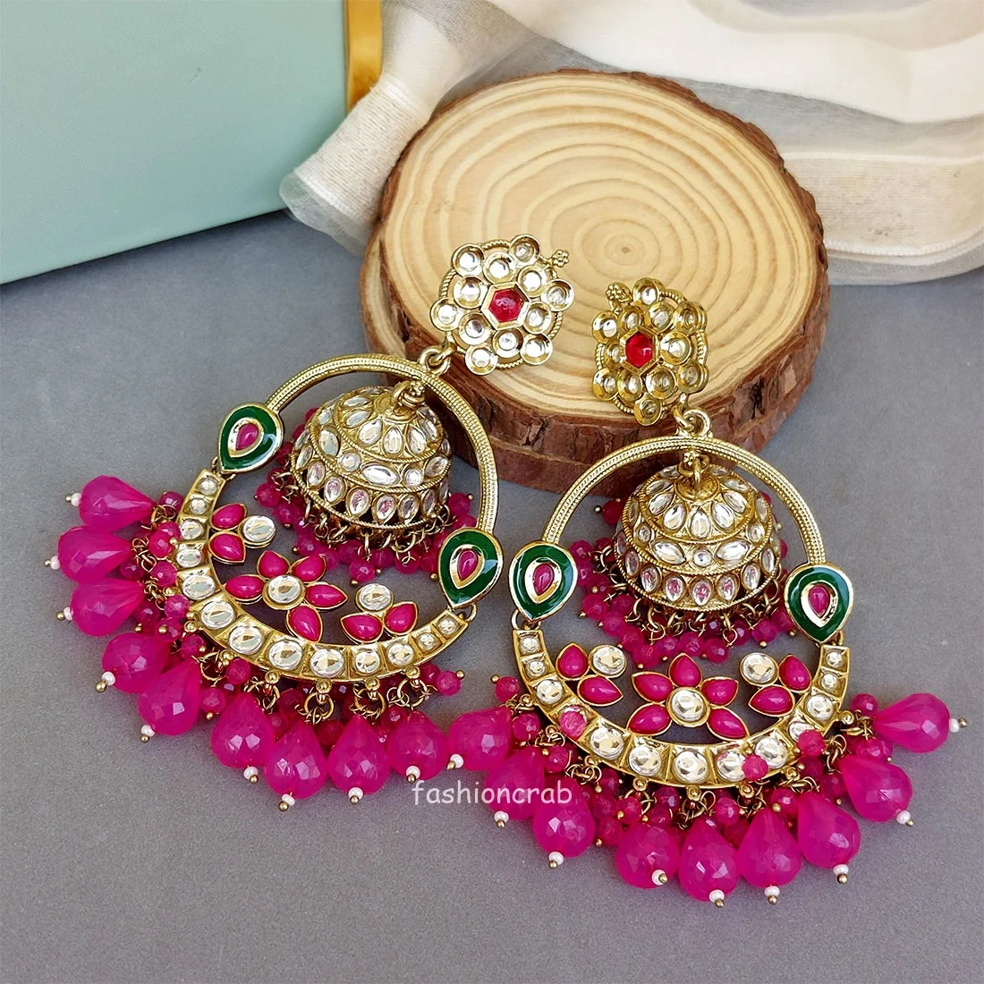 Vaani Jhumka Earrings - Pink