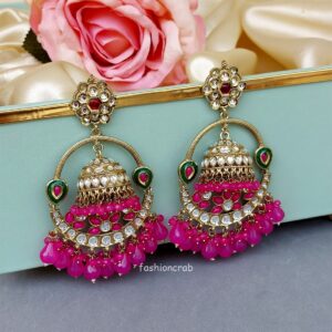 Vaani Jhumka Earrings - Pink