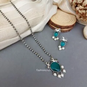 Vidya Oxidised Necklace with Earrings - Horse