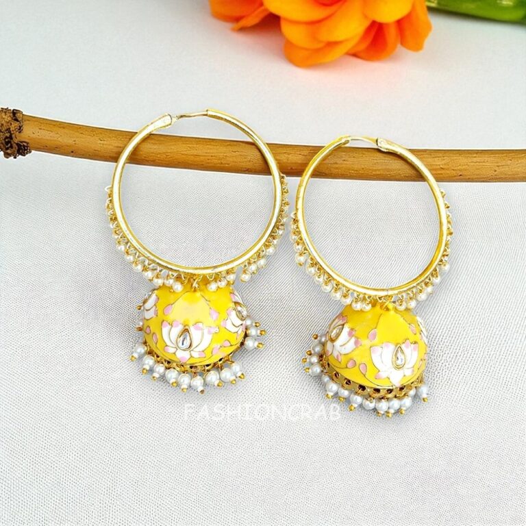 Yellow Color Jhumka for Saree