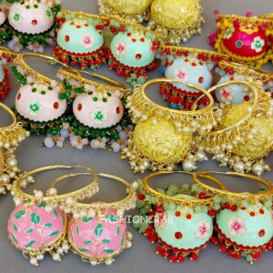 5 Assorted Meenakari Hoop Jhumka Earrings