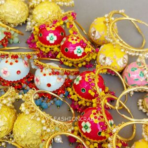 5 Assorted Meenakari Hoop Jhumka Earrings