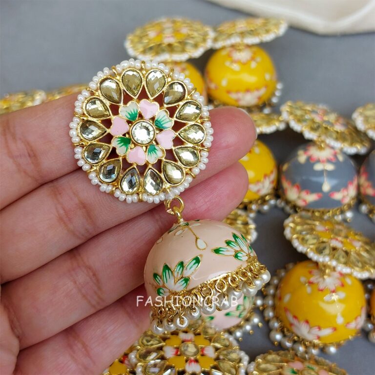 5 Assorted Meenakari Jhumka Earrings - Earrings Combo Set of 5