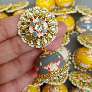 5 Assorted Meenakari Jhumka Earrings - Earrings Combo Set of 5