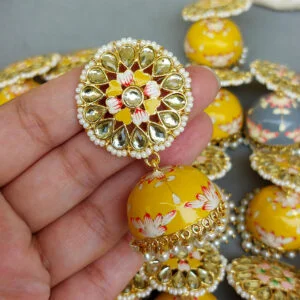 5 Assorted Meenakari Jhumka Earrings - Earrings Combo Set of 5