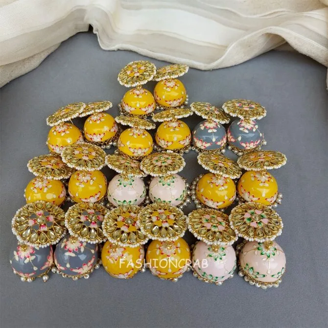 5 Assorted Meenakari Jhumka Earrings - Earrings Combo Set of 5 5 Assorted Meenakari Jhumka Earrings - Earrings Combo Set of 5