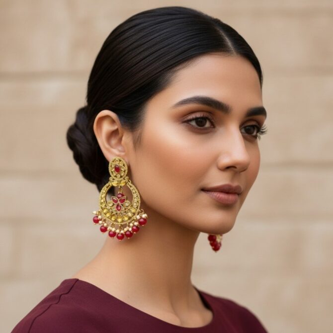 Maroon Chandbali Earrings Maroon Chandbali Earrings