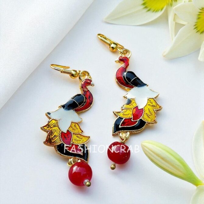 Peacock Meenakari Earring for Office-03 Peacock Meenakari Earring for Office