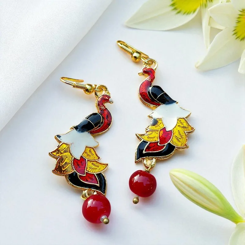Peacock Meenakari Earring for Office