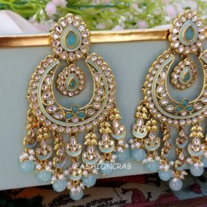 Aashi Kundan Earrings - Blue