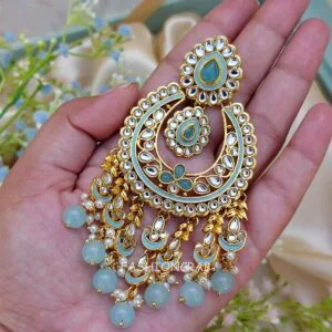 Aashi Kundan Earrings - Blue