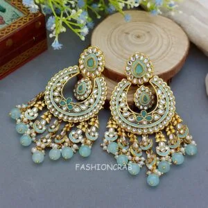 Aashi Kundan Earrings - Blue