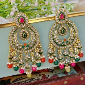 Aashi Kundan Earrings - Multicolor