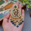 Aashi Kundan Earrings - Peacock Blue
