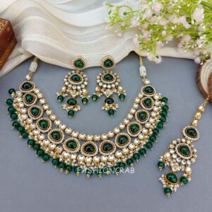 Ahana Pearl Necklace Set - Green