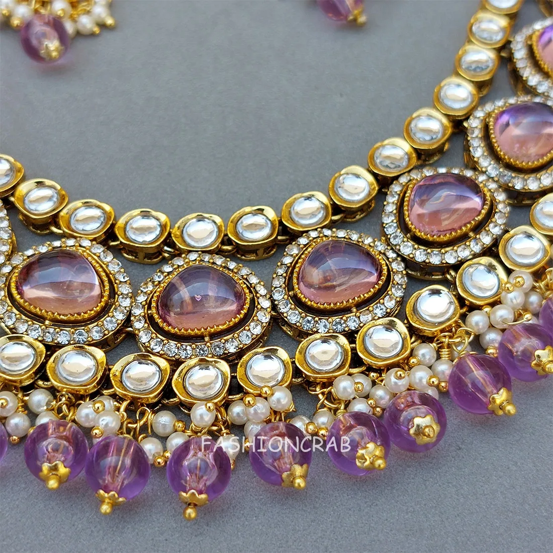 Ahana Pearl Necklace Set - Lavender